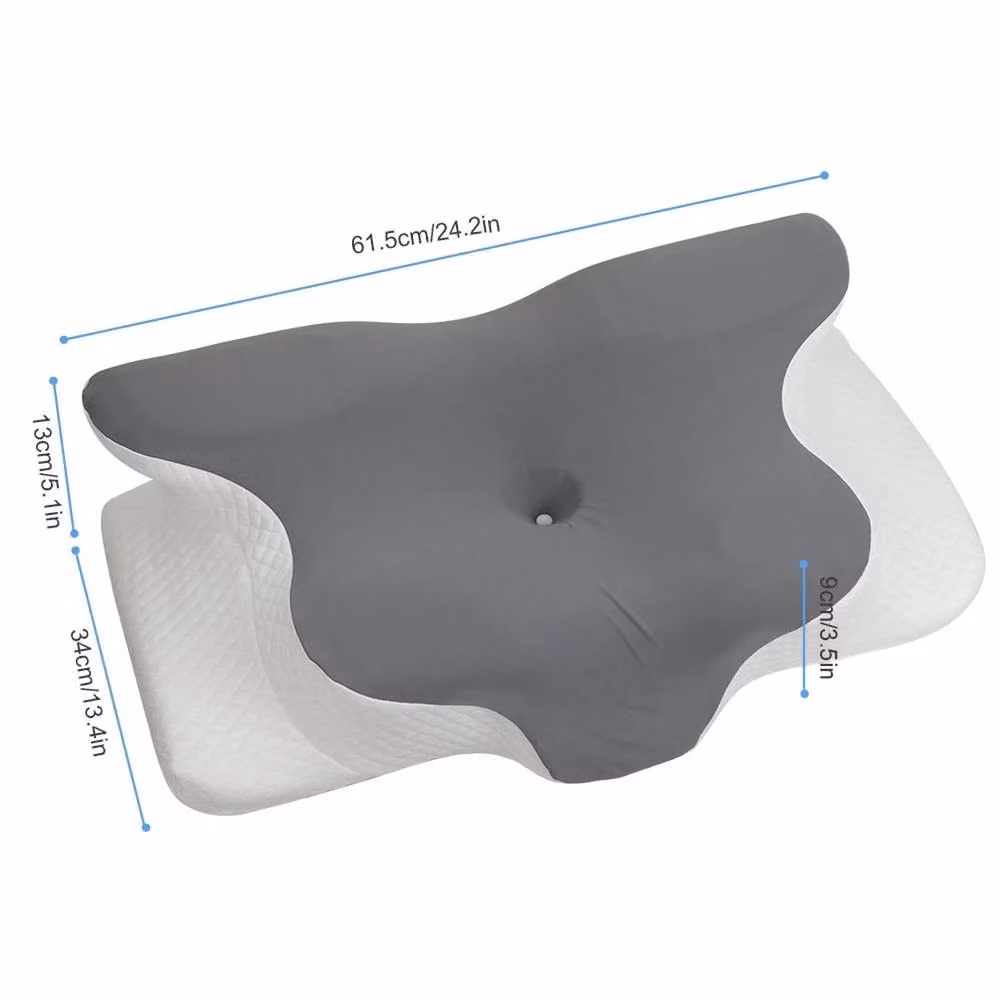 VOGREX Grey Memory Foam Ergonomic Cervical Orthopedic Neck Support Wedge Pillow for Adults – 2