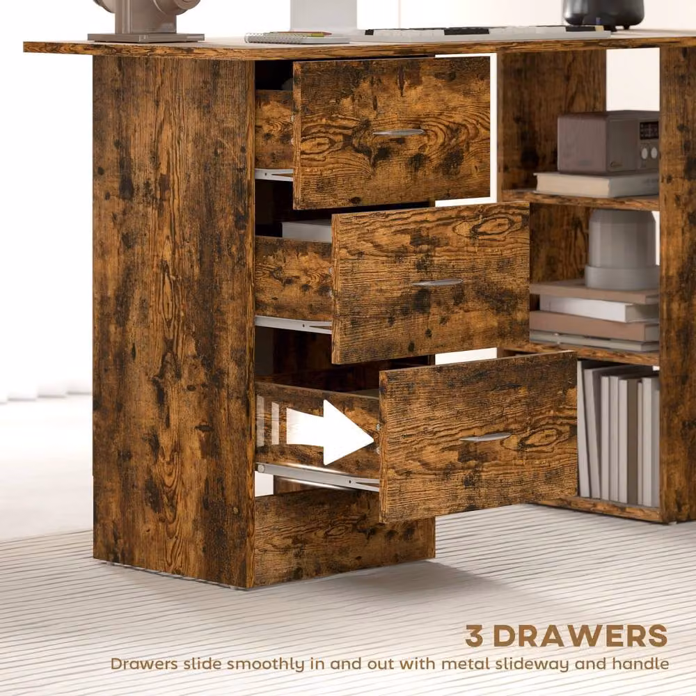 Wyld Haus Lomoto Writing Desk in Rustic Brown, W: 120 cm, H: 72 cm – 5