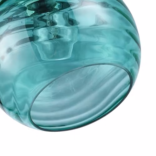 Happy Homewares Modern Circular Ribbed Glass Pendant Lamp Shade in Green, Diameter: 20 cm – 2