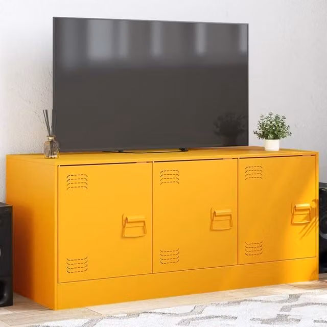 Berkfield Home Industrial TV Cabinet in Mustard Yellow, W/D/H: 99 x 39 x 44 cm