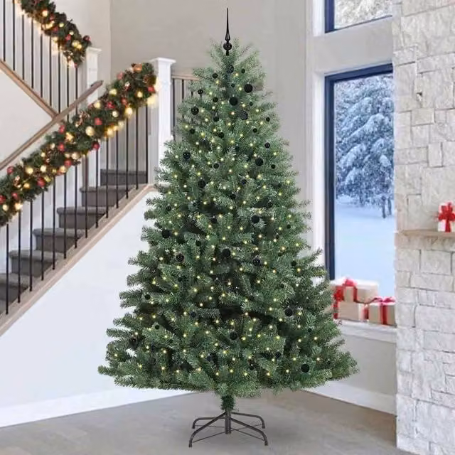 Berkfield Home Artificial Hinged Christmas Tree in Green, Height: 300 cm, PVC and Metal – 1