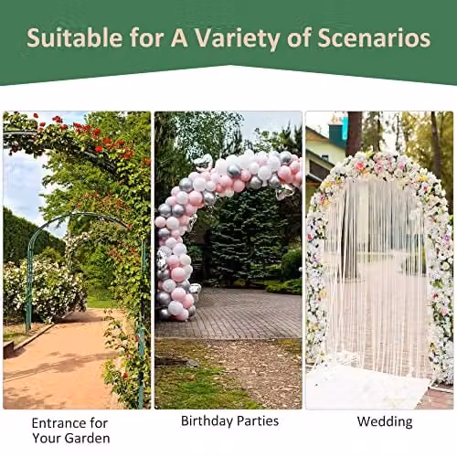 Outsunny Metal Garden Arch Arbor for Climbing Plants and Wedding Decor, Black, W: 130 cm, H: 211 cm – 4