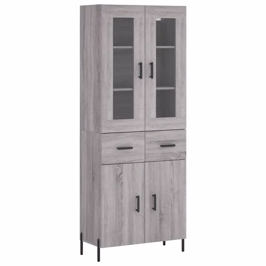 Berkfield Home Modern Grey Sonoma Highboard with Doors and Drawers, W/D/H: 69.5 x 34 x 180 cm – 2