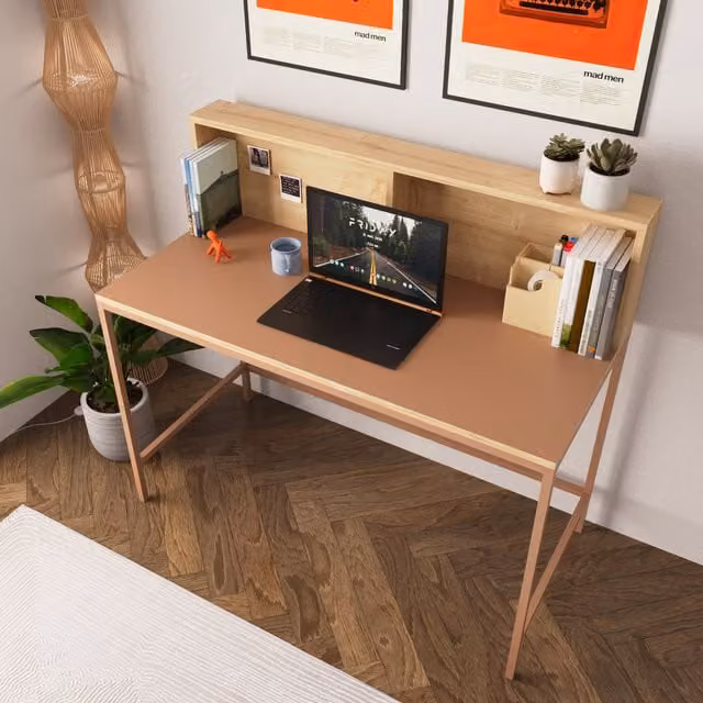 Bimossa Olivia Writing Desk in Oak and Brown/Orange