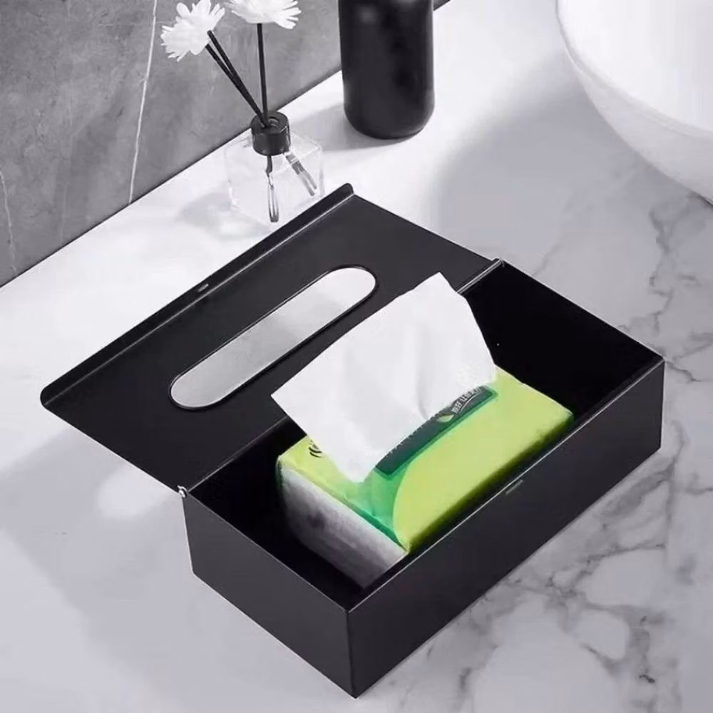 EONLION Black Metal Dual-purpose Wall or Desktop Tissue Box – 3