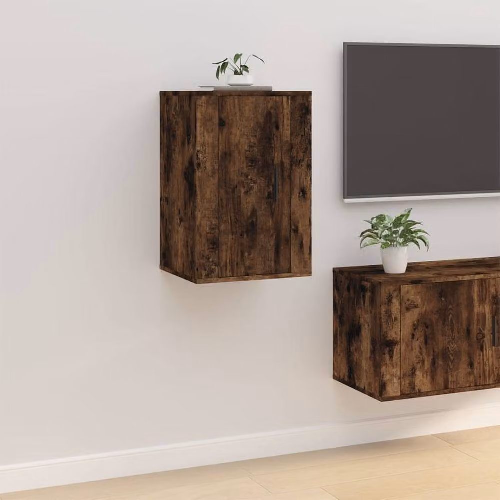 Berkfield Home Wall Mounted TV Cabinets, 2 Piece Set in Smoked Oak Brown, W/D/H: 40 x 34.5 x 60 cm – 4