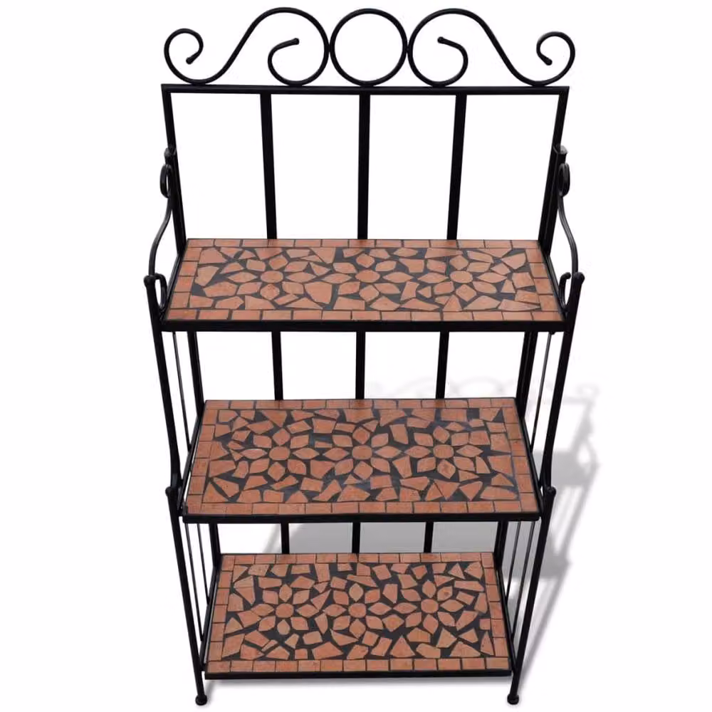 Berkfield Home Black Mosaic Pattern Plant Stand with Ceramic Planter, H 115 x W 30 x D 58 cm – 2
