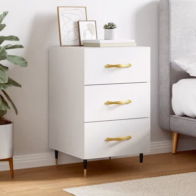 Berkfield Home White Modern Bedside Cabinet W/D/H: 40 x 40 x 66 cm – 1