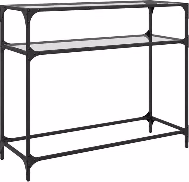 Berkfield Home Modern Console Table with Transparent Glass Top and Black Metal Frame, W/D/H: 98 x 35 x 81 cm – 1