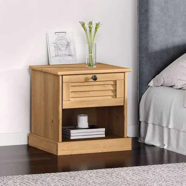 Berkfield Home VIGO Bedside Cabinet in Brown Solid Wood Pine, W/D/H: 42 x 35 x 40 cm