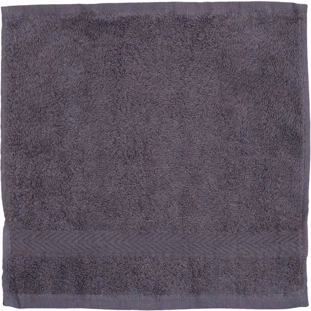 Towel City Luxury Cotton Face Towel in Dark Grey with Border and Hanging Loop