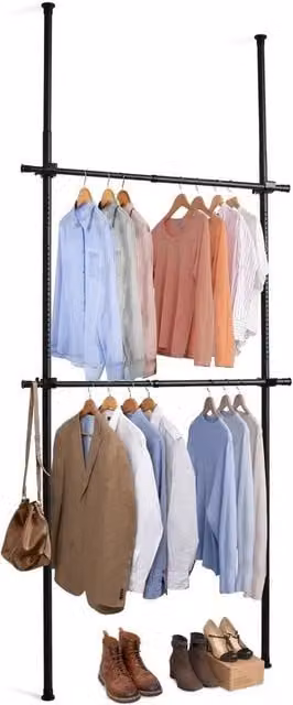 EONLION Black Matt Metal Hanging Rail Clothes Rack Organiser, Width: 50 cm