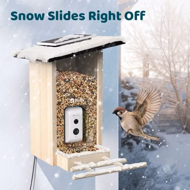 Birdfy Feeder Ebony Lite Wood Bird Feeder in Brown and Multicolour