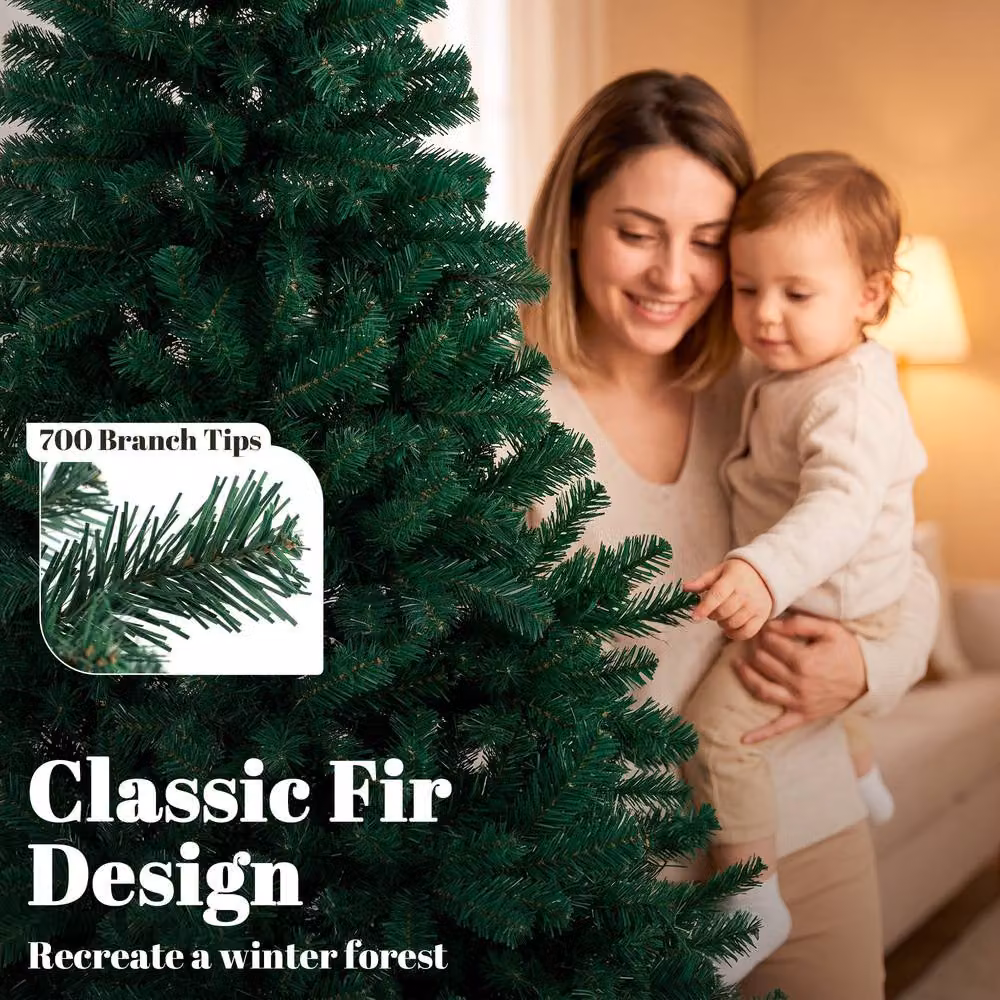HOMCOM Green Artificial Christmas Tree with Hinged Design, Height: 180 cm – 4