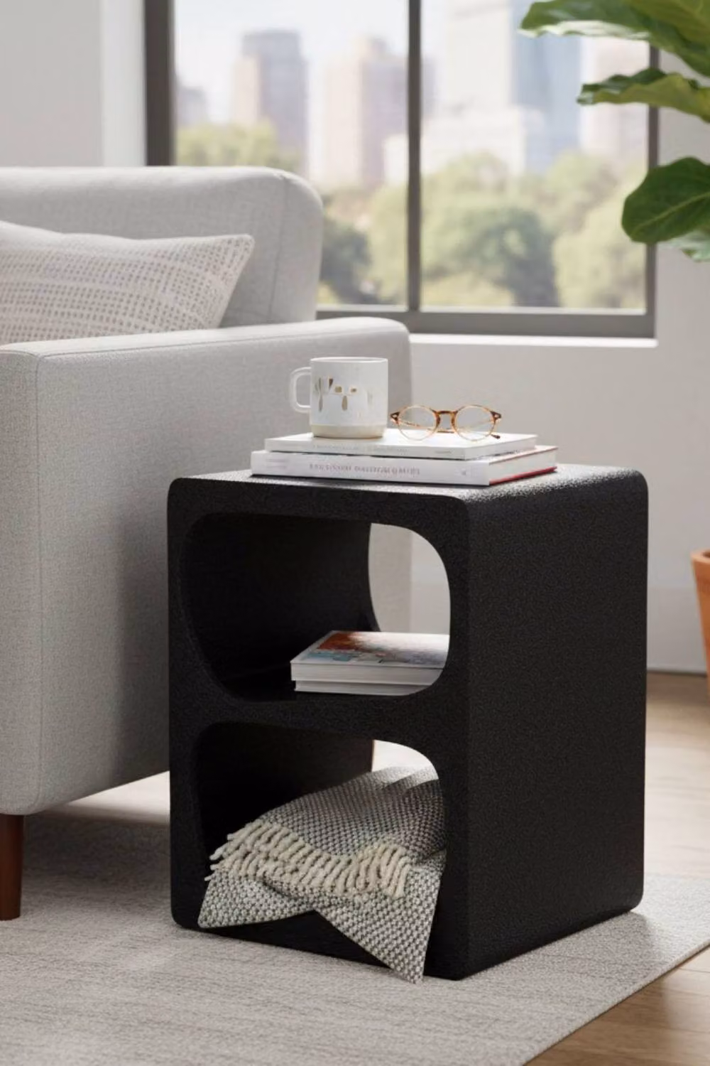 IH Design Otis Block Side End Table in Black, W/D/H: 35 x 35 x 46 cm – 8