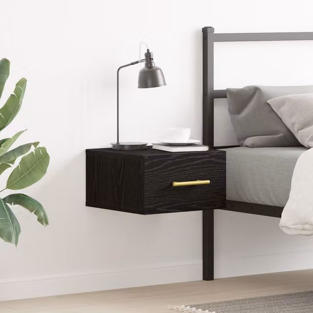 Berkfield Home Wall-Mounted Black Oak Bedside Cabinet W/D/H: 35 x 35 x 20 cm – 1
