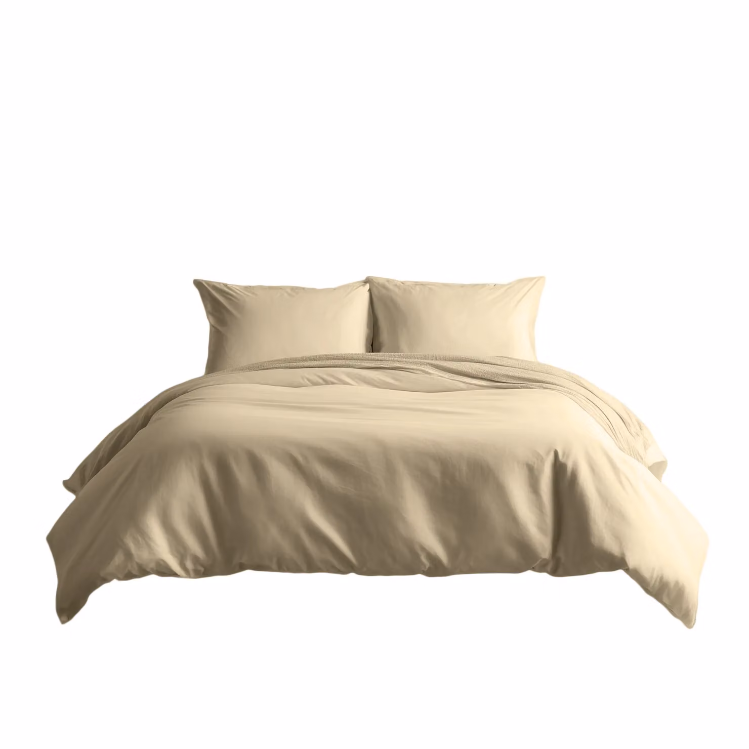 Home Sweet Home UK 200 Thread Count Cotton Percale Duvet Cover and Pillowcase Set in Beige – 2