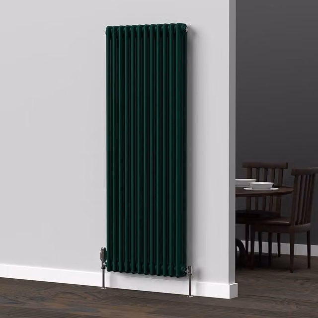Lux Heat Vertical Coloured Column Radiator in British Racing Green, H 150 cm x W 56 cm