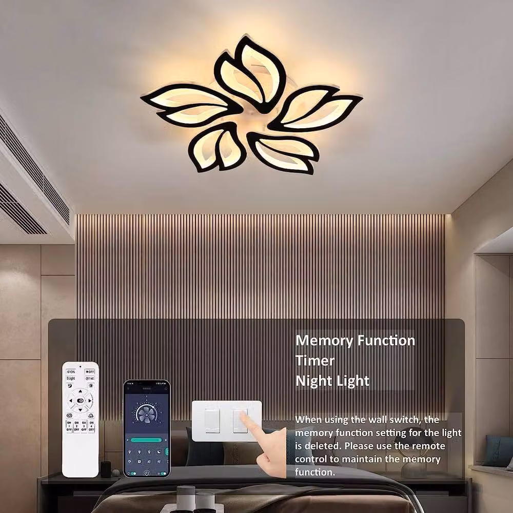Pheashine Modern LED Ceiling Light, 45W Dimmable with APP Control, Black, Diameter: 55 cm – 2