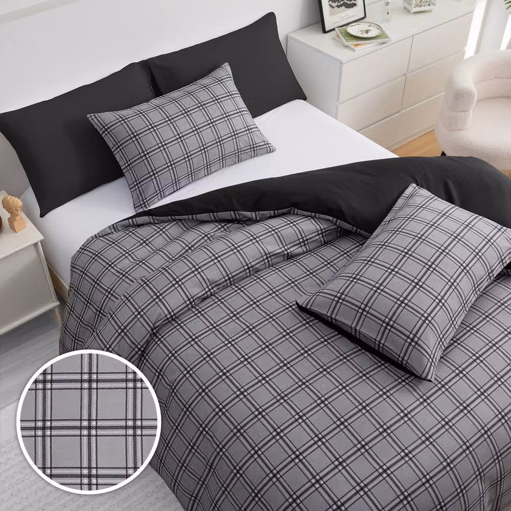 Grace Reversible Brushed Microfibre Duvet Cover Set in Grey, Super King Size (W/D/H: 260 x 220 x 220 cm) – 10