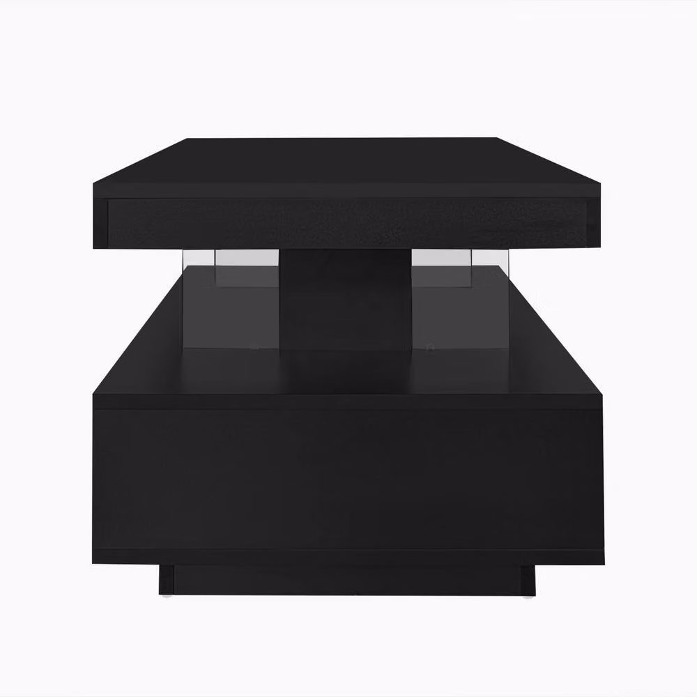 Merax Modern High Gloss LED Coffee Table with 2 Drawers, Black, W/D/H: 95 x 50 x 42.5 cm – 8