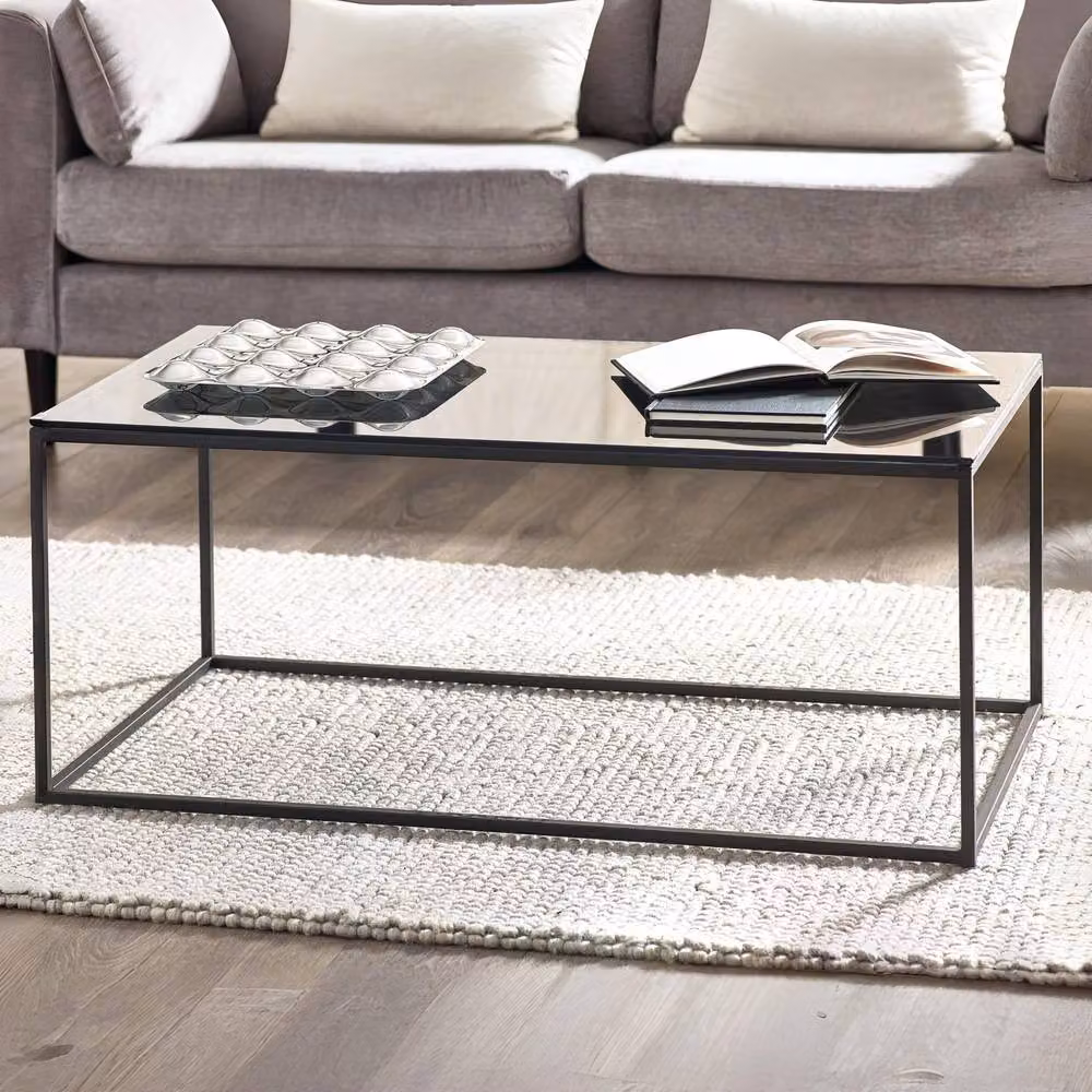 Cheshire Stirling Modern Rectangular Coffee Table in Black and Smoked Glass – 2