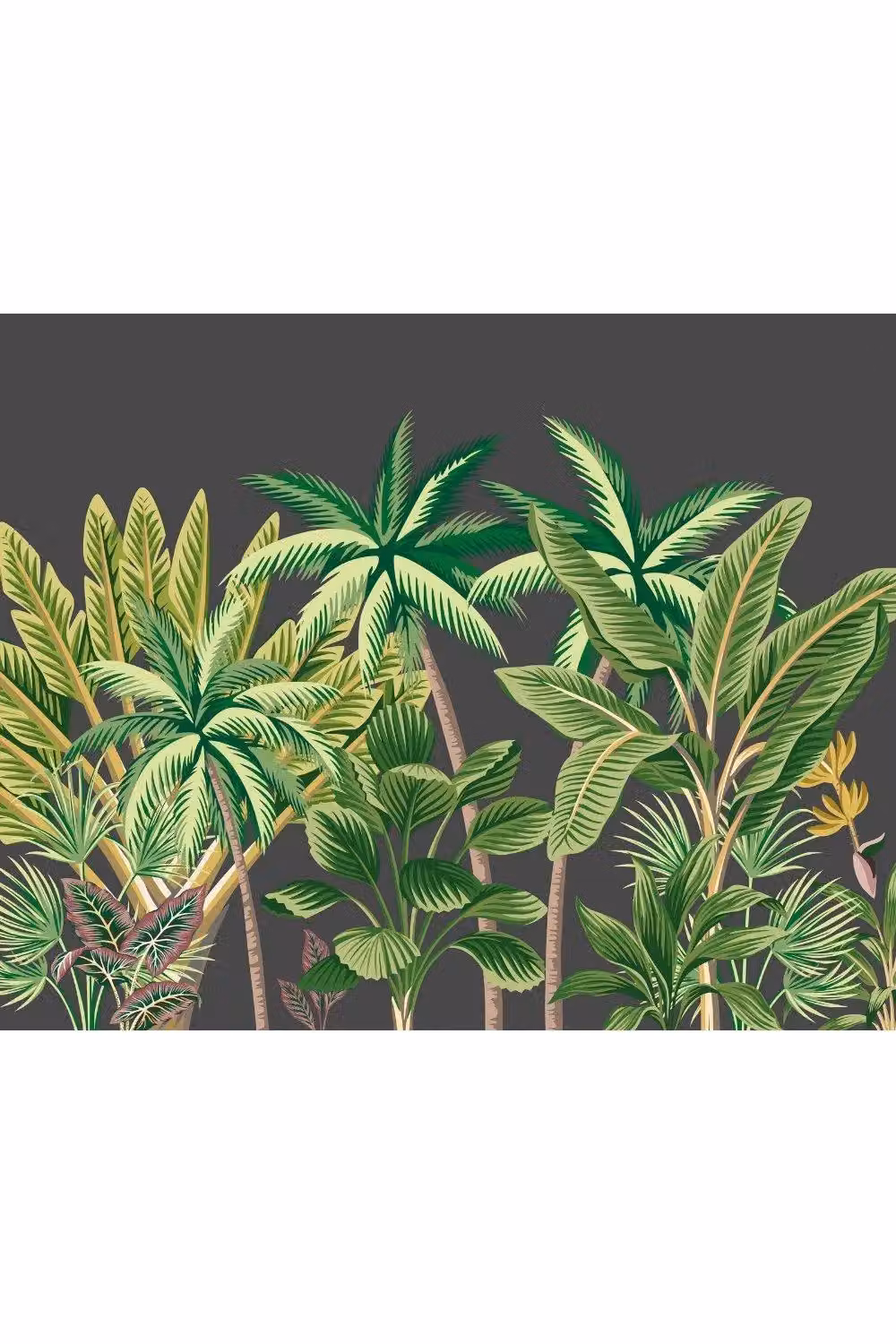 Origin Murals Tropical Palm Trees Floral Wall Mural in Black, W: 300 cm x H: 240 cm – 2