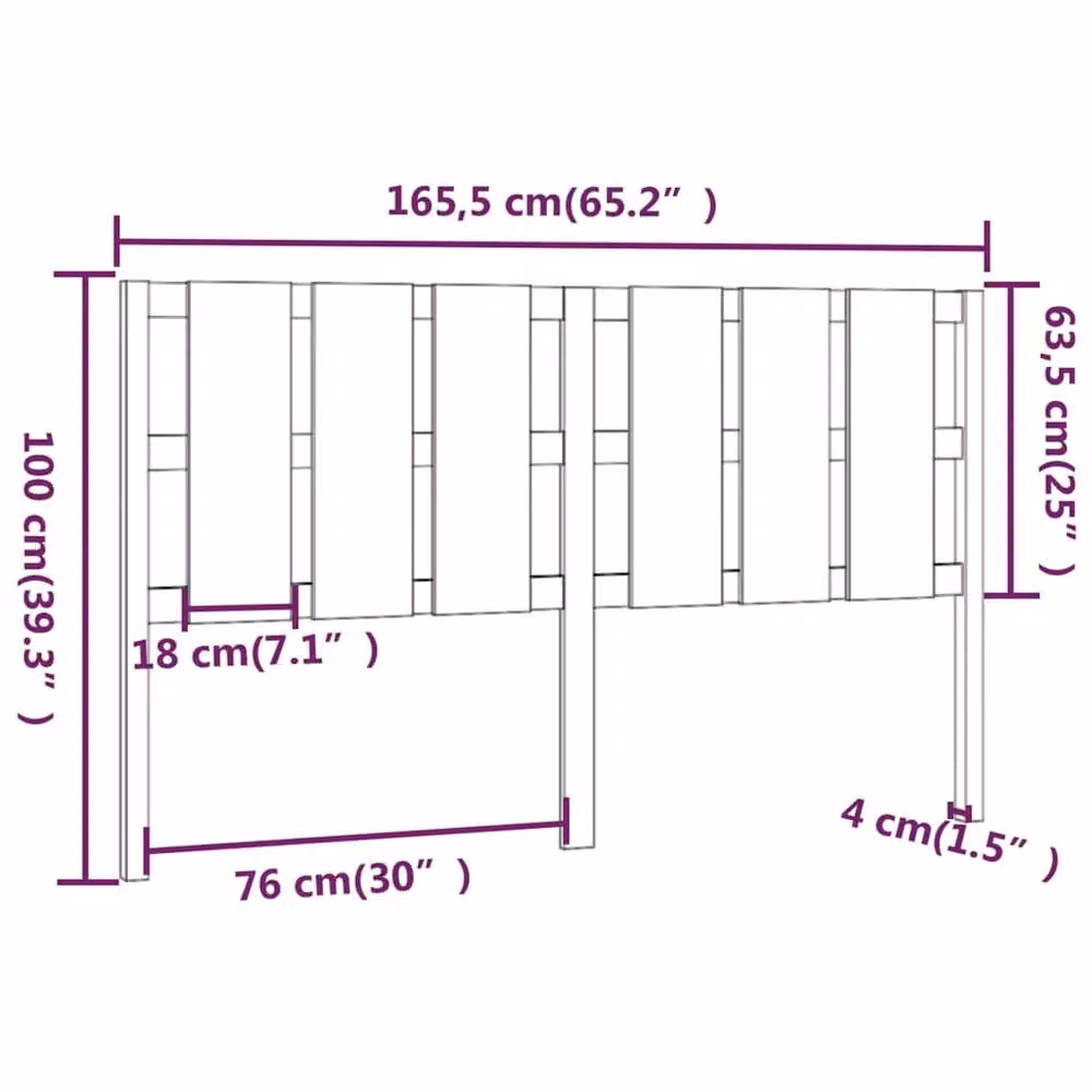Berkfield Home Beautiful Bed Headboard in Grey Solid Pine Wood, W: 165.5 cm, D: 4 cm, H: 100 cm – 4