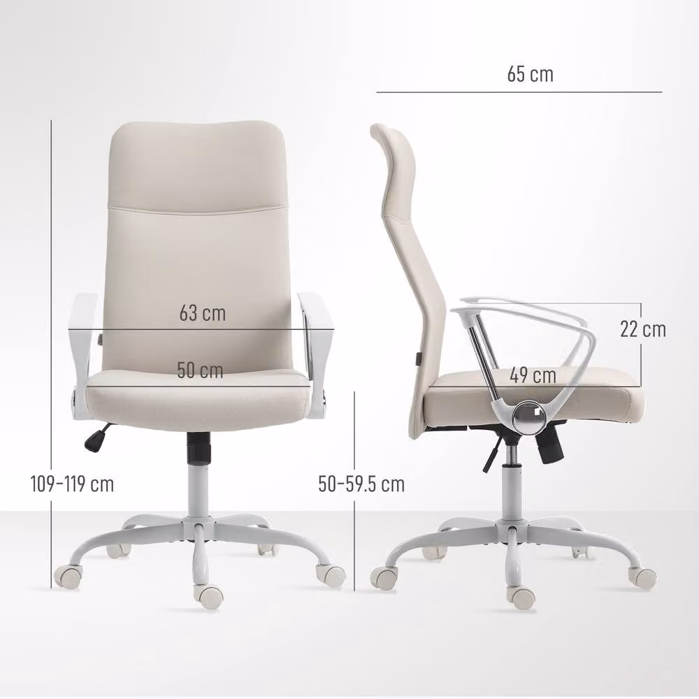 STILVORA Modern Height Adjustable Swivel Task Chair in Beige Fabric, H 119 x W 65 x D 63 cm – 2