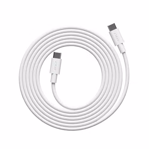 Avolt Cable 1 Fast Charger 100W Silicone USB-C to USB-C Cable, White, 2m
