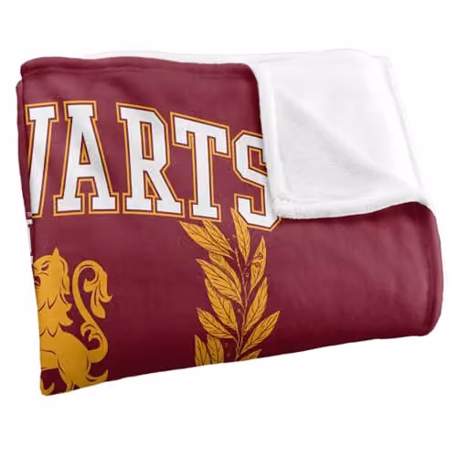 Warner Bros. Harry Potter Hogwarts Arched Gryffindor Leaves Super Soft Fleece Throw Blanket, Multicolour, W: 91 cm, D: 147 cm – 2