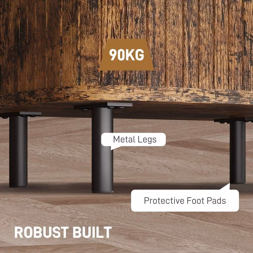 Wyld Haus Pasaba Brown Nordic Bedside Table with Tambour Sliding Door and Metal Legs – 3