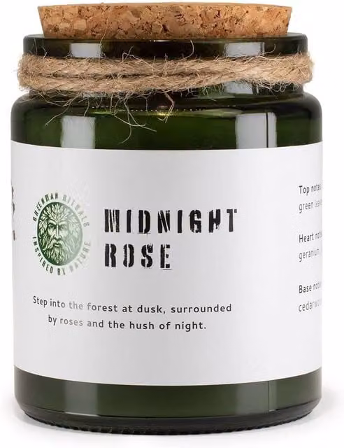 Serenityy Midnight Rose Soy Candle in Green with Natural Woodwick – 1