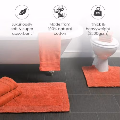 Allure Bath Fashions Elegance Reversible Heavyweight Cotton Pedestal Mat in Terracotta, W/D/H: 55 x 55 x 1 cm – 5