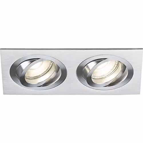 Netlighting Knightsbridge Ambar Twin Tilt Square Recessed Downlight in Brushed Chrome and Grey