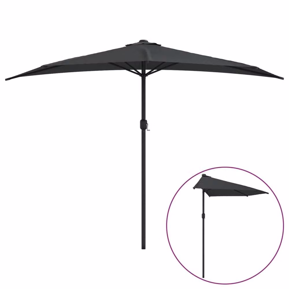Berkfield Home Balcony Parasol with Aluminium Pole in Anthracite and Black, W: 300 cm, D: 155 cm – 2