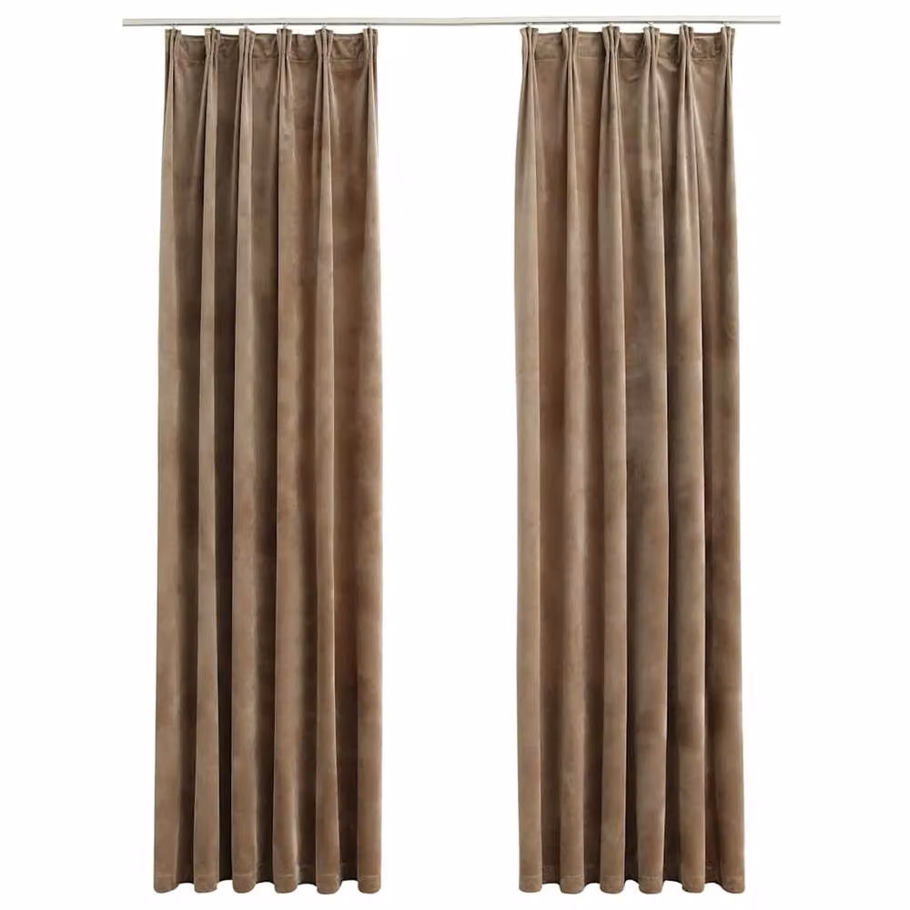 Berkfield Home Elegant Blackout Velvet Curtains in Beige, 2 Pack, W: 140 cm, H: 245 cm – 3