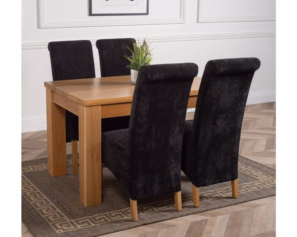 Thats Furniture Dakota Oak Dining Table and 4 Montana Black Fabric Chairs Set, W: 127 cm, D: 82 cm, H: 77 cm – 6