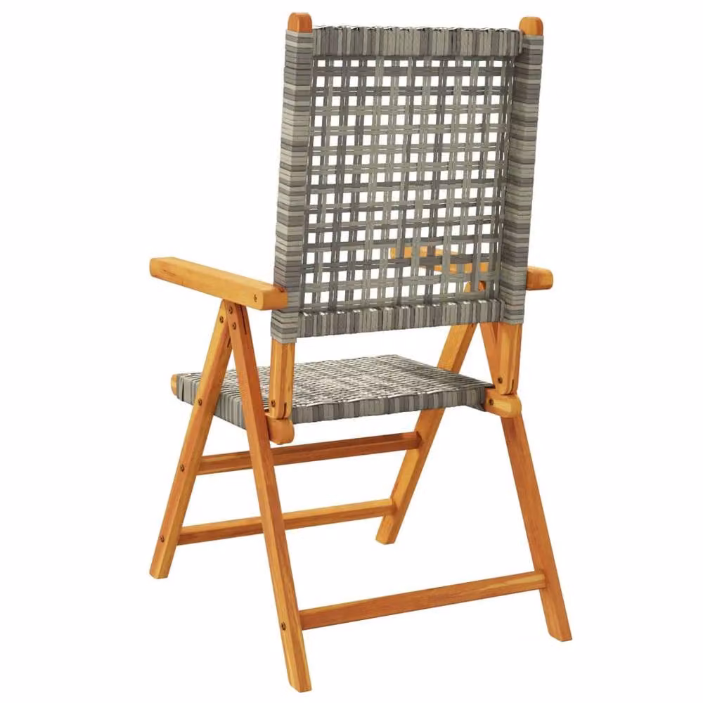 Berkfield Home 8 Piece Reclining Garden Chair Set in Grey Poly Rattan and Acacia Wood – 3
