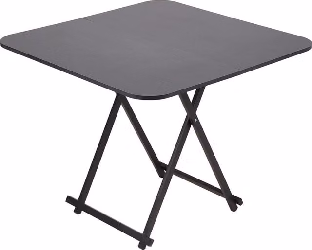 Livingandhome Modern Square Dining Table in Black with Metal X-Frame