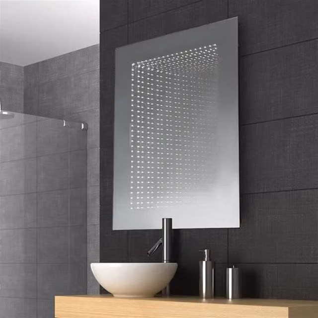 CGC LED Infinity Rectangular Bathroom Mirror Wall Light, Black, IP44