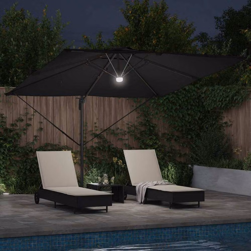 Berkfield Home Roma Cantilever Parasol with LEDs in Black Aluminium, W: 285 cm, D: 285 cm, H: 270 cm – 3