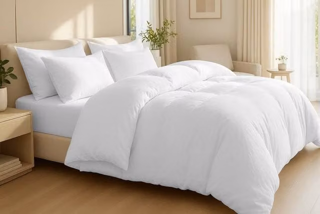 Pamposh White Egyptian Cotton Duvet Cover and Pillowcase Set, W/D/H: 140 x 200 cm – 1