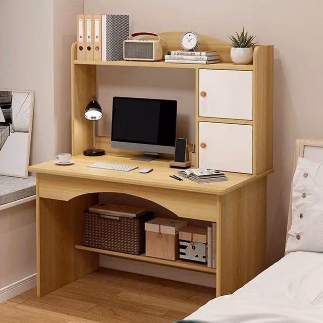 EONLION Brown MDF Computer Desk for Home Office and Study, W: 100 cm, D: 48 cm, H: 76 cm