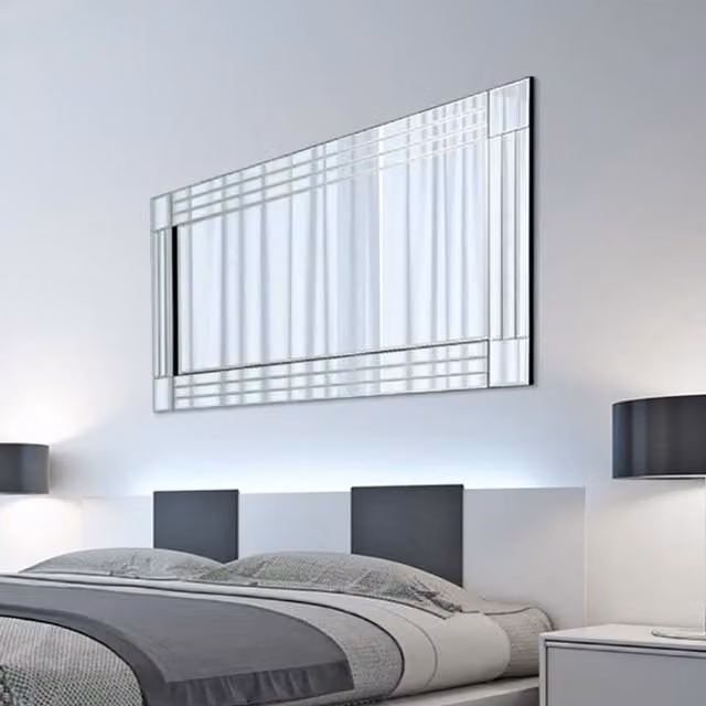 MirrorOutlet Rydal Triple Edge Square Corners Mirror in Silver, W: 174 cm, H: 85 cm