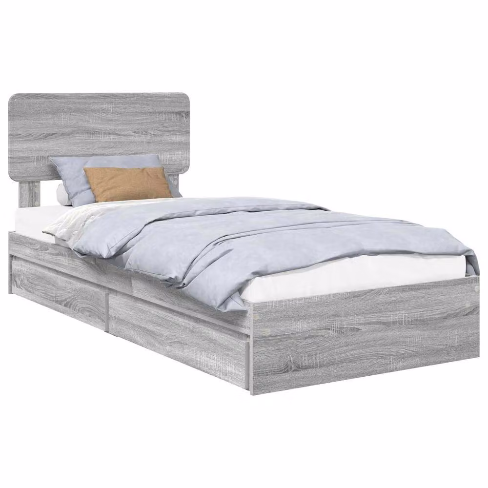 Berkfield Home Grey Sonoma Storage Bed with Drawers, W: 75 cm, L: 190 cm, Engineered Wood – 2