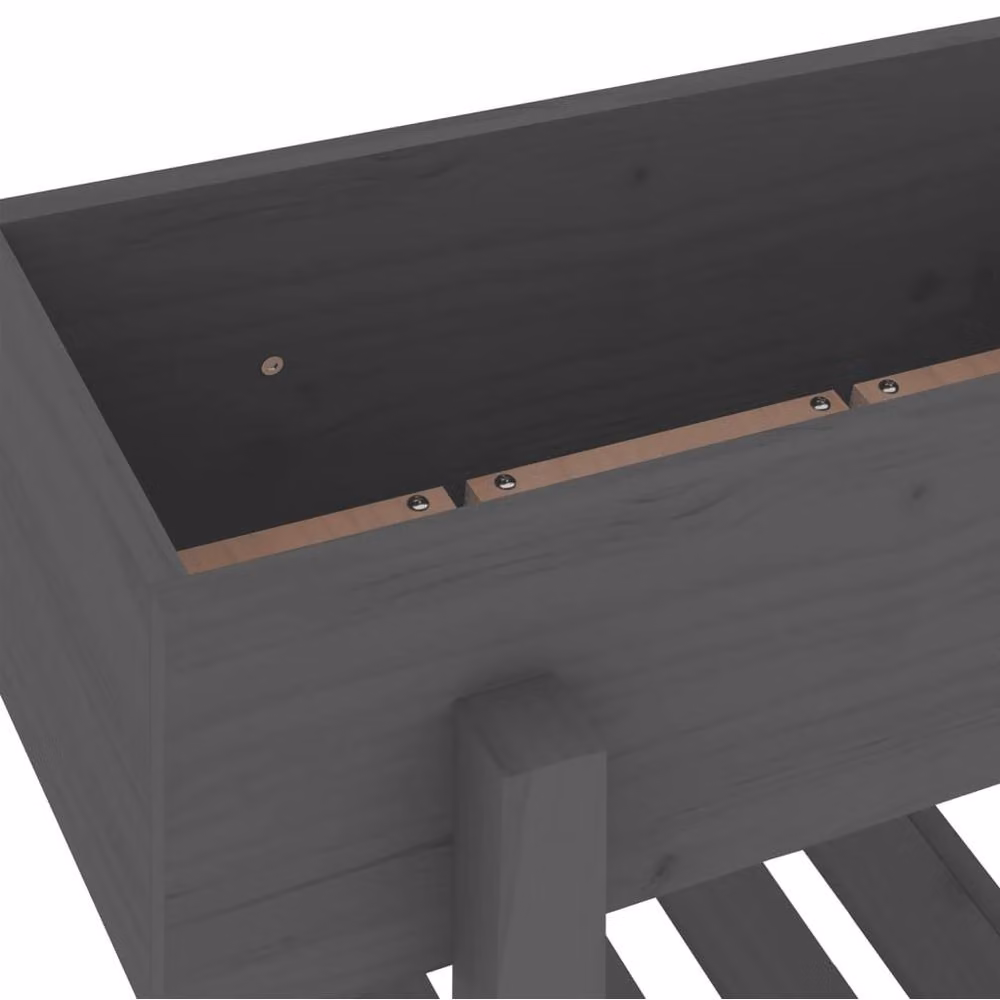 Berkfield Home Beautiful Garden Planter in Grey Solid Pine Wood, W/D/H: 62 x 30 x 69 cm – 5