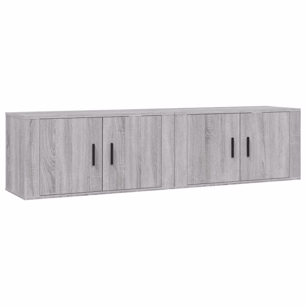 Berkfield Home Classic Wall-mounted TV Cabinets, 2 Piece Set in Grey, W: 80 cm, D: 34.5 cm, H: 40 cm – 3