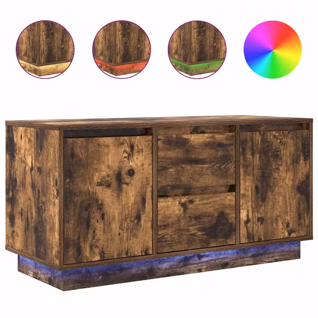 Berkfield Home TV Cabinet with LED Lights in Smoked Oak Brown, W/D/H: 100 x 41 x 50 cm – 2