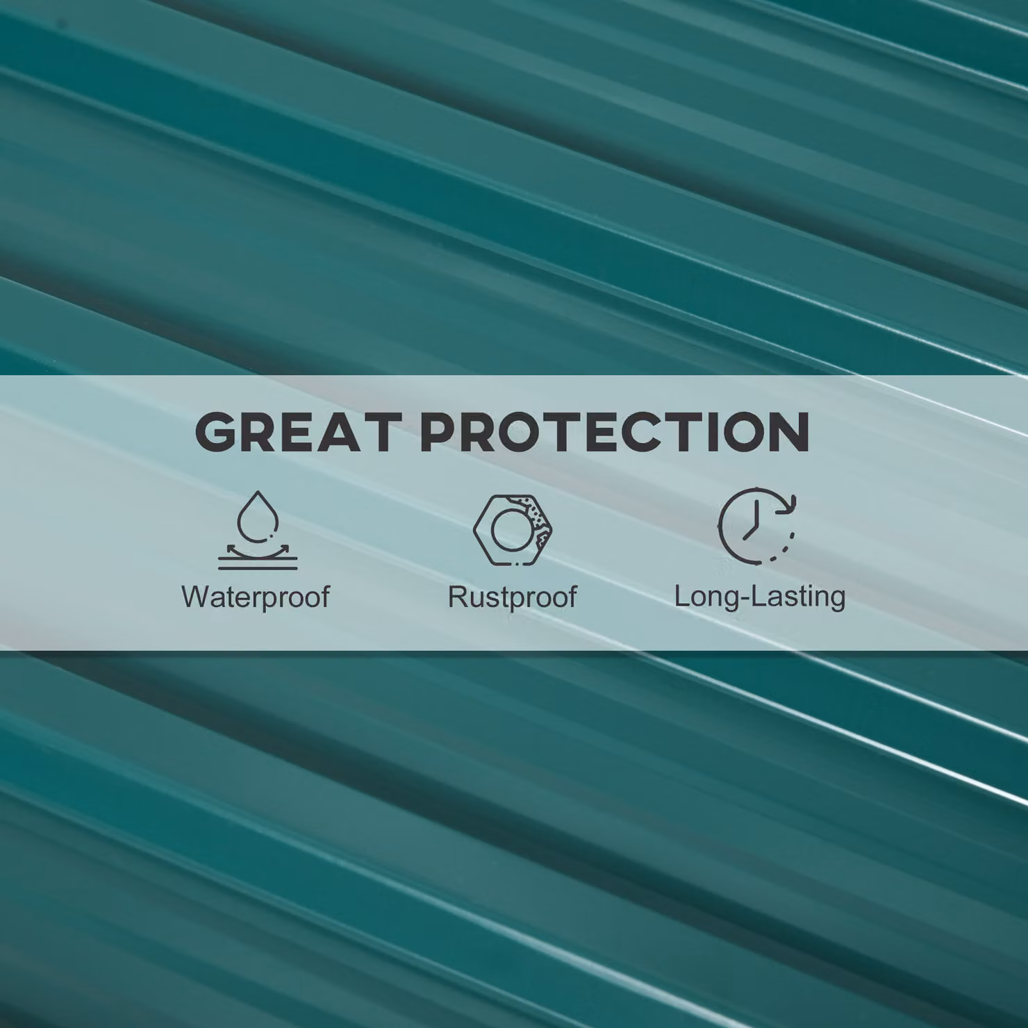 Outsunny Pack of 24 Green Galvanised Metal Corrugated Roofing Sheets, W: 45 cm, H: 129 cm – 6